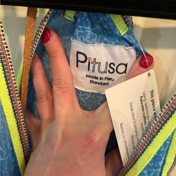 Pitusa Blue Swim Coverup with V-Neck and Zipper - Picture 3 of 5